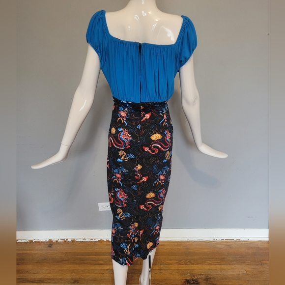 Dixiefried by Pinup Couture Dragon Wiggle Dress, VGUC, Size XL - Picture 4 of 9